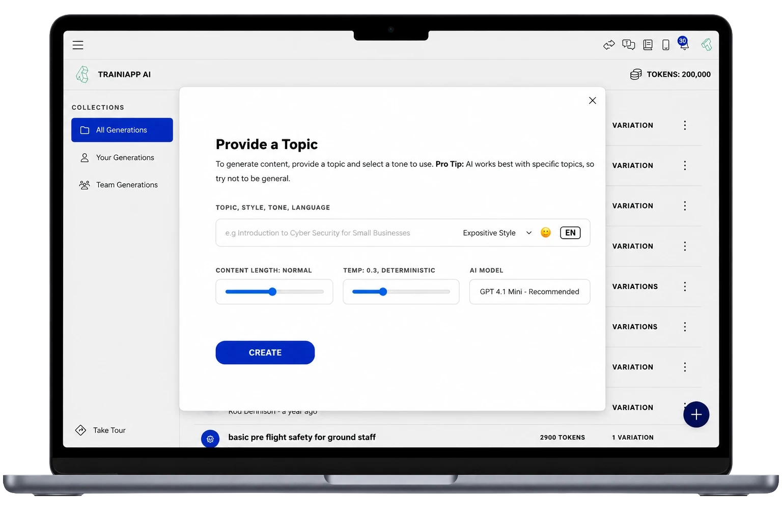 Generate content from a single topic.