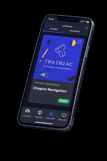 Trainiapp mobile app showing the Discover stories feed