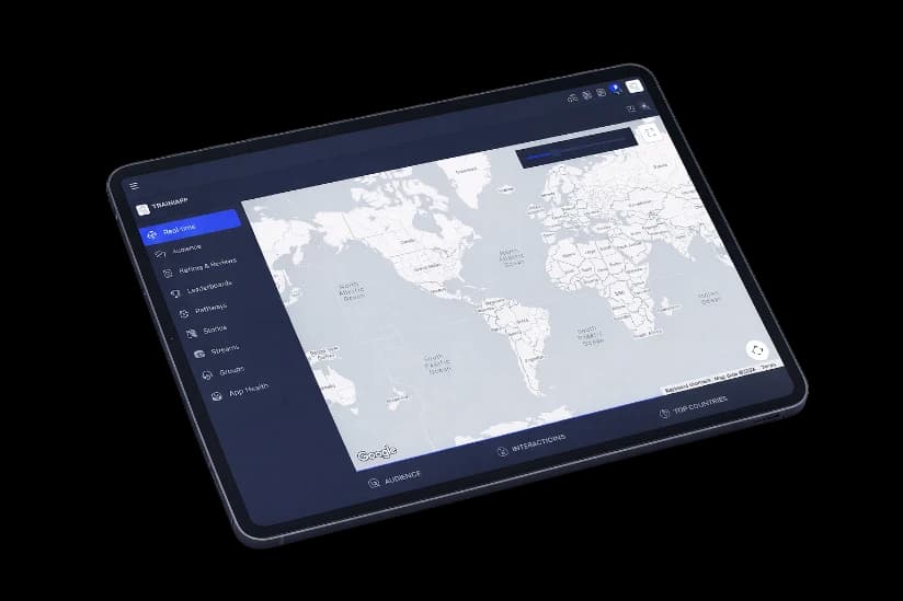 Trainiapp on a tablet showing the global pathways map